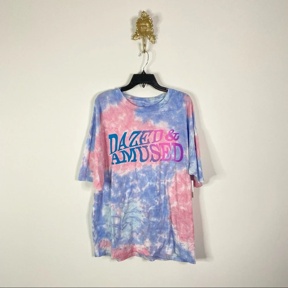 Bp. Oversize Graphic Tee In Purple Tie Dye Dazed Amused - Picture 2 of 6